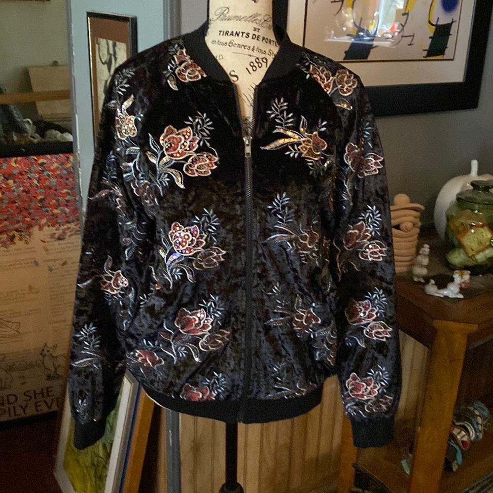 Vintage Miss Me velour sequins embroidered jacket